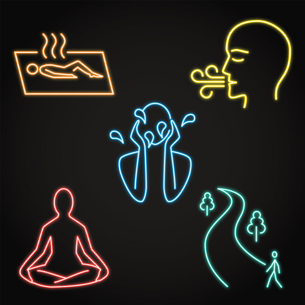 霓虹灯镇静活动图标设置图片下载