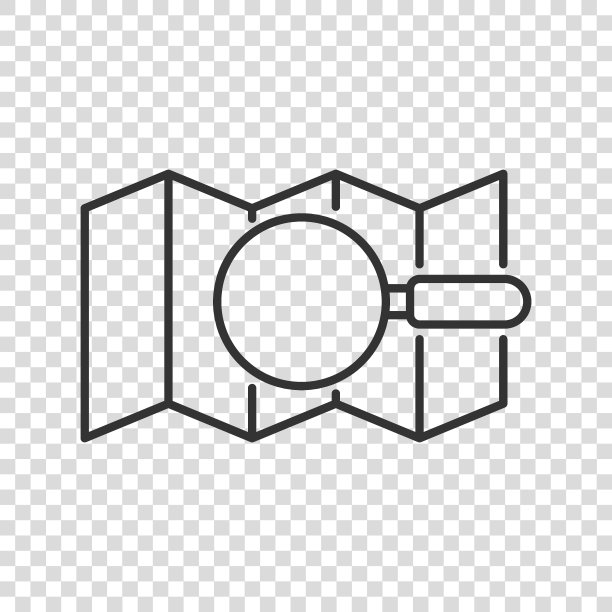 地图与放大镜图标在平面风格。Gps导航矢量图在白色孤立背景。定位经营理念。图片下载