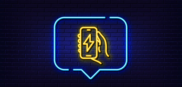 充电应用程序线图标手持电话标志霓虹灯图片下载