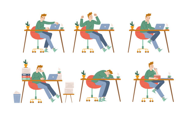 自由职业者角色在笔记本电脑上工作图片下载