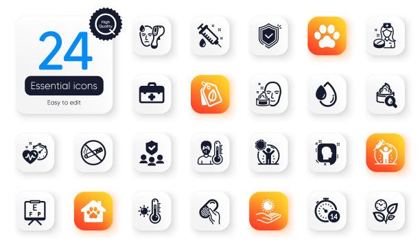 一套医疗保健平面图标电子图片下载