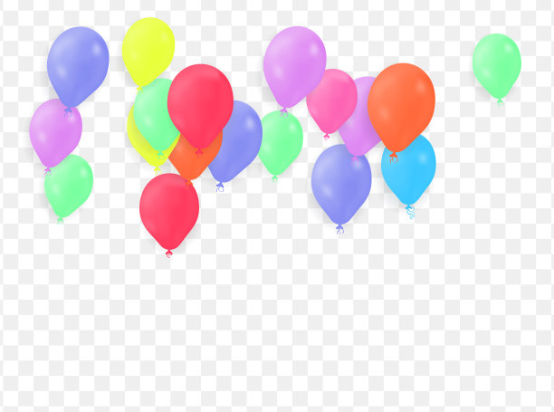 气球彩色集合，在透明的背景。矢量图图片下载