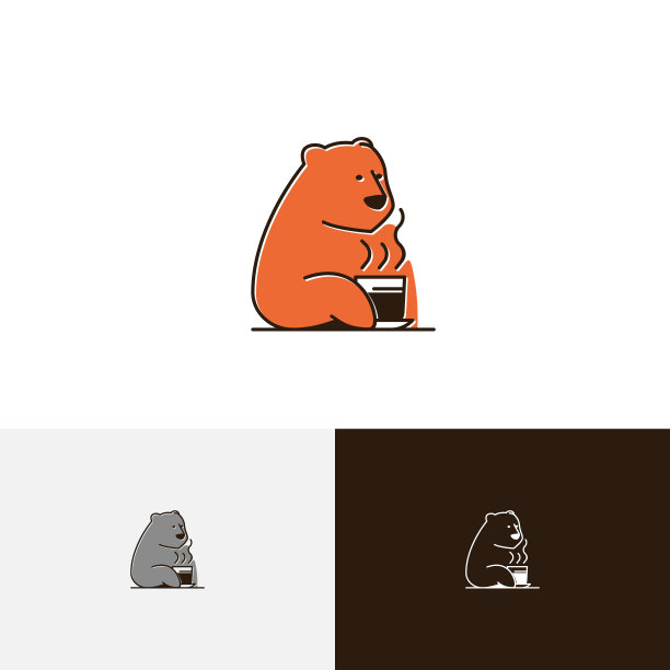 灰熊喝咖啡巧克力咖啡店图片下载