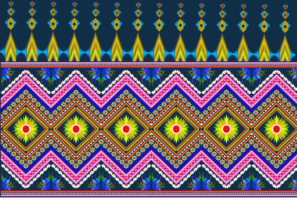 民族图案，织物，传统的背景设计，地毯，墙纸，服装，包装，蜡染，织物，矢量插图。图片下载