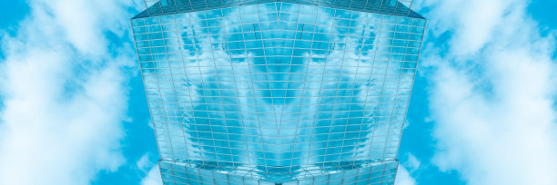 底面全景和透视视图以钢蓝玻璃高层建筑摩天楼、商业理念成功的工业建筑图片下载