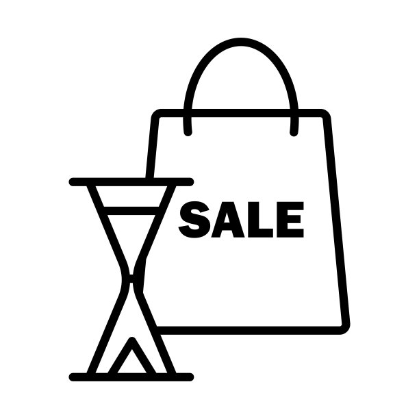 销售袋与沙漏图标图片下载