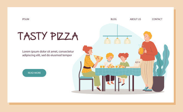 关于吃披萨的扁平风格网站banner图片下载