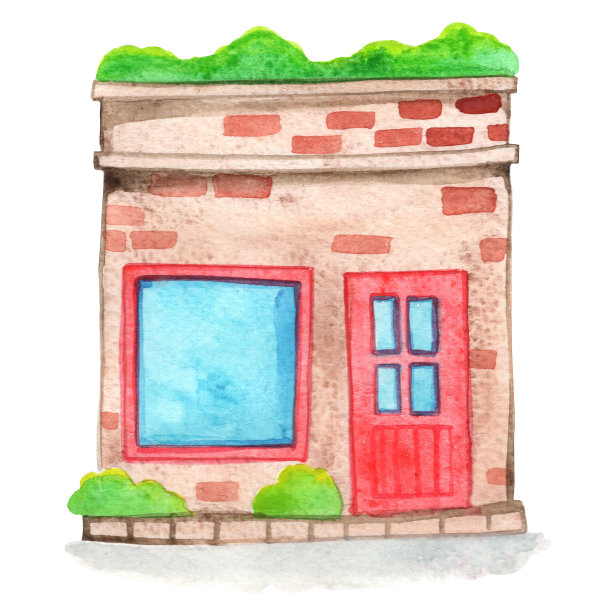 小房子水彩插图。孩子们的小屋和树以及童话概念。图片下载