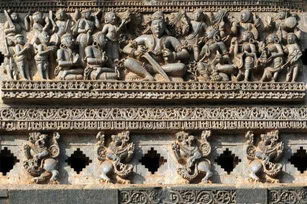 印度卡纳塔克邦Belur - 2021年12月19日，Belur和Halebidu寺庙雕刻和雕塑，Hoysala寺庙- Chennakeshava寺庙。图片下载