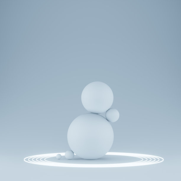 浅蓝色的球体和发光的圆圈保持平衡图片下载