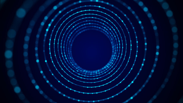 抽象的线框图隧道。蓝色的虫洞。3 d网格门户。未来的幻想漏斗。3 d渲染。图片下载