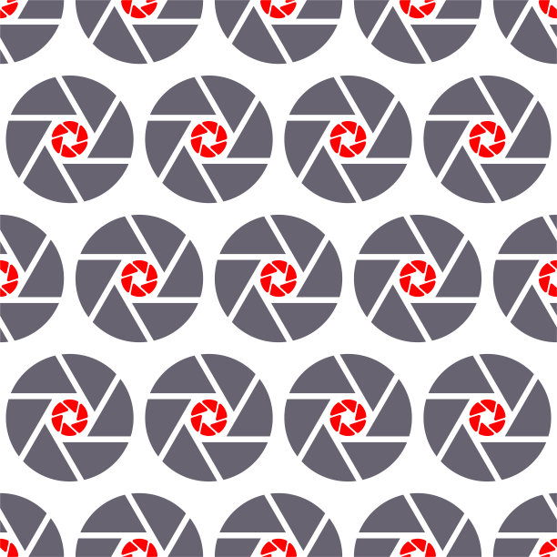 简单的摄影光圈图标数码相机平面插图。照片和图片快门标志和符号孤立在白色背景上。向量无缝模式图片下载