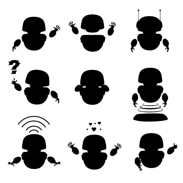 黑色轮廓集可爱的现代悬浮图片下载