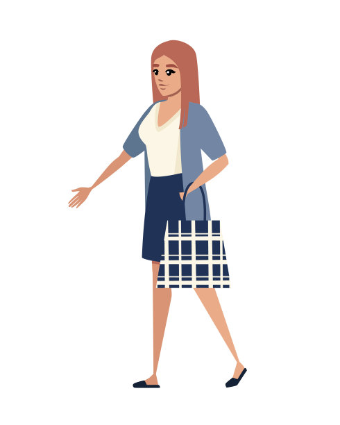 幸福女人拿着购物袋卡通图片下载