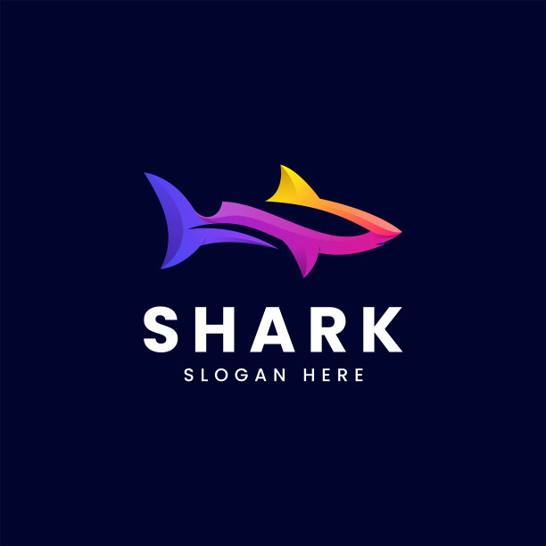 矢量插图鲨鱼渐变彩色风格。图片下载