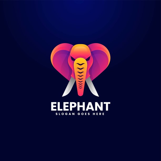 矢量插图大象渐变彩色风格。图片下载