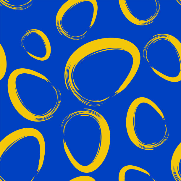 向量。复活节设计用手绘笔画黄蓝色的彩蛋。现代简约风格。无缝图案、背景可作明信片、横幅、宣传册、海报等促销产品。图片下载