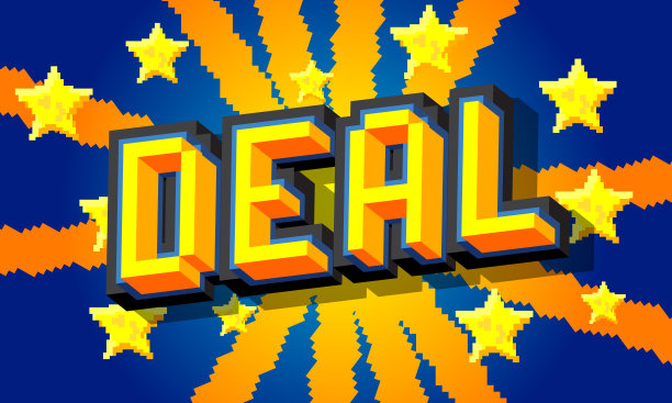 交易。像素字与几何图形背景。图片下载