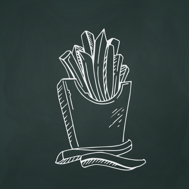 炸薯条细白线在纹理黑色背景-向量图片下载