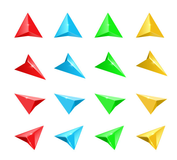 彩色光滑的导航箭头向量集。Gps箭头光标。图片下载