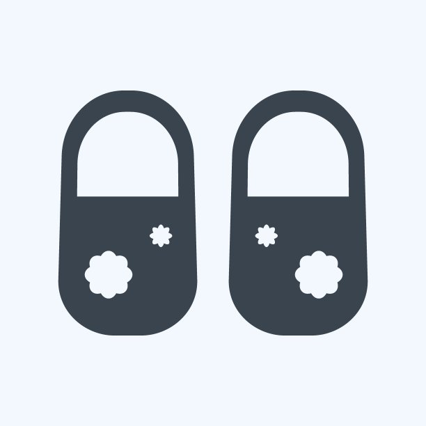 Icon女婴鞋。适合宝宝符号。字形风格。设计简单，可编辑。设计模板向量。简单符号说明图片下载