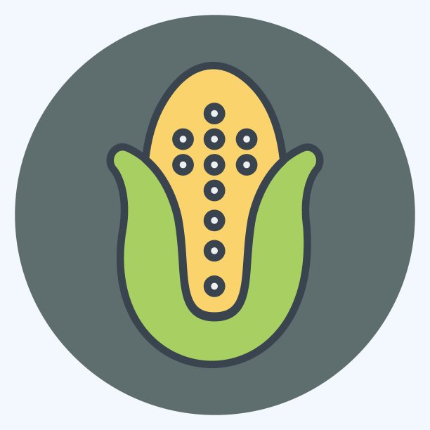 图标玉米。适合园林标志。颜色搭配风格。设计简单，可编辑。设计模板向量。简单符号说明图片下载