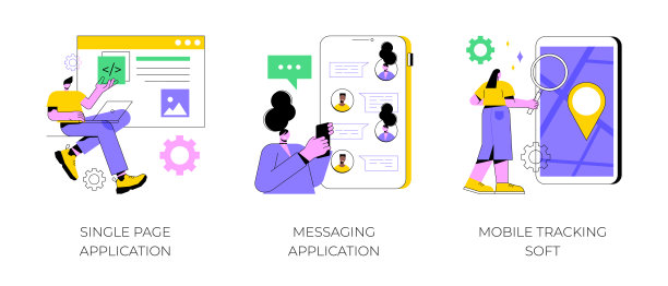 网页开发抽象概念矢量插图。图片下载