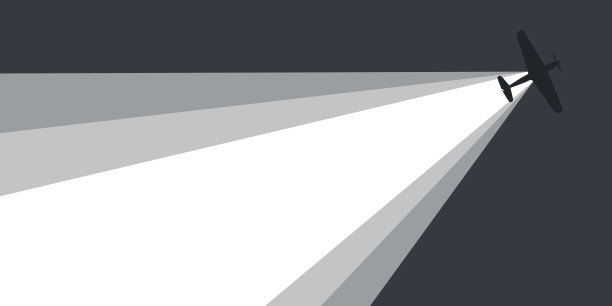 飞机飞起来了。一架飞机在身后留下一束光。矢量图图片下载