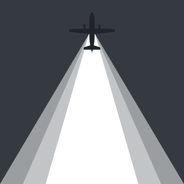 飞机飞行。一架飞机在身后留下一束光。矢量图图片下载