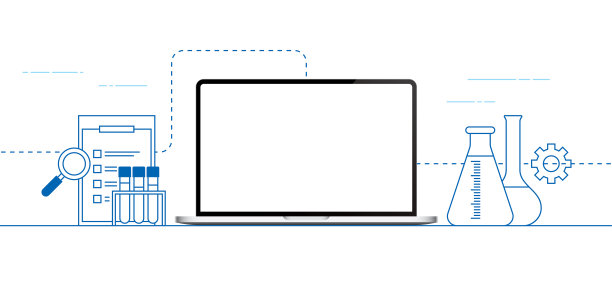 科学的旗帜矢量设计与笔记本电脑。图片下载