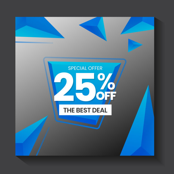 可编辑的正方形横幅模板与3d三角形形状图片下载