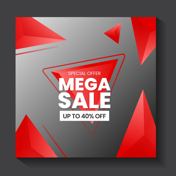 可编辑的正方形横幅模板与3d三角形形状图片下载