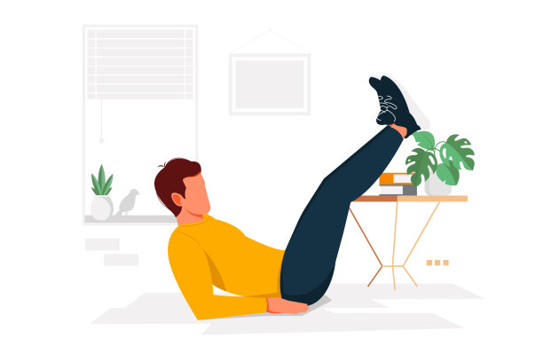 男人在家里做运动健身练习。隔离期间的培训。图片下载