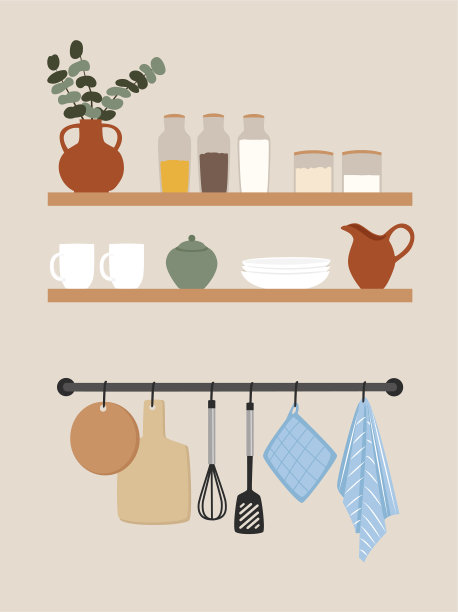 厨房工作人员在两个架子上图片下载