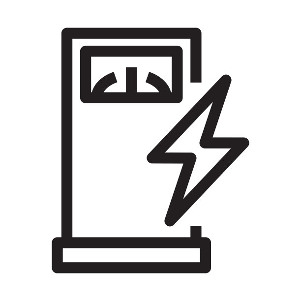 白色背景上轮廓风格的电动汽车充电站图标。图片下载