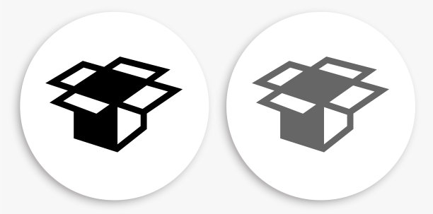 空盒子黑白圆形图标图片下载