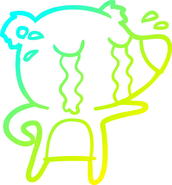 冷梯度线画卡通哭熊图片下载