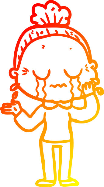 暖梯度线画卡通哭泣的老太太图片下载