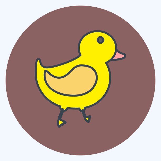 图标的鸭子。适用于动物符号。颜色搭配风格。设计简单，可编辑。设计模板向量。简单符号说明图片下载