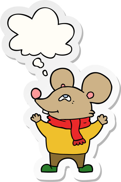 卡通老鼠戴着围巾，想着泡泡一样图片下载