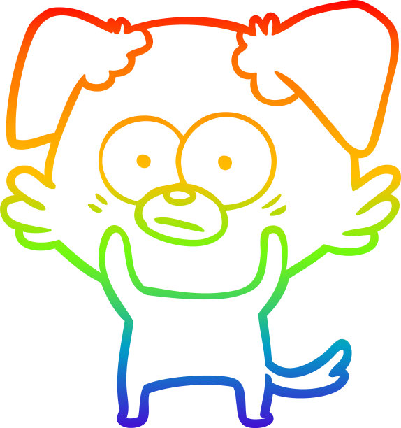 彩虹梯度线画紧张狗卡通图片下载