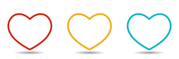 心脏图标孤立在白色背景集图片下载