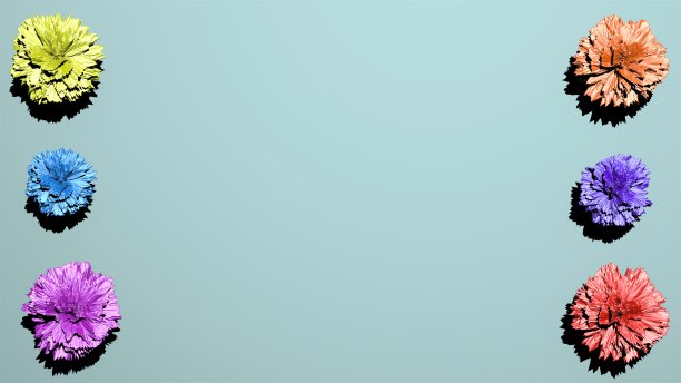 花卉设计抽象。五彩缤纷的花蕾背景。3D渲染插图。图片下载