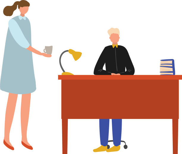 办公室老板的男人呆在工作桌旁等待图片下载