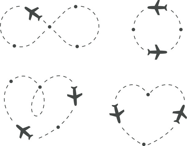 飞机虚线路线图标设置飞机轮廓图片下载