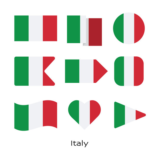 意大利国旗图标套装图片下载
