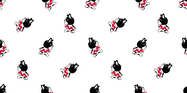 狗无缝图案法国斗牛犬游泳圈游泳池大海海滩矢量宠物小狗品种卡通重复壁纸涂鸦瓷砖背景插图围巾设计隔离图片下载