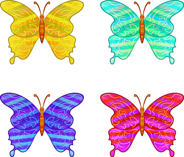 彩色蝴蝶图标集图片下载