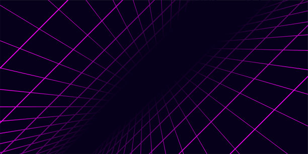 线框的风景。向量角度网格。数字空间。黑色背景上的绿色网格。图片下载