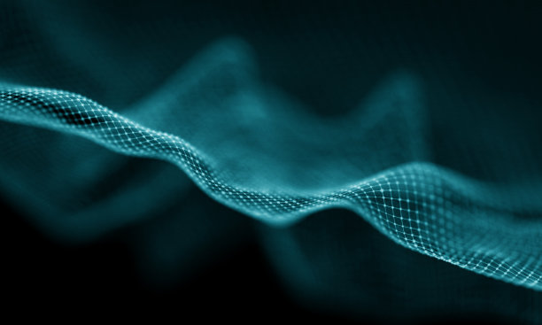 数字数据技术浪潮。粒子声波的概念。大数据与数据科学浪潮背景图片下载